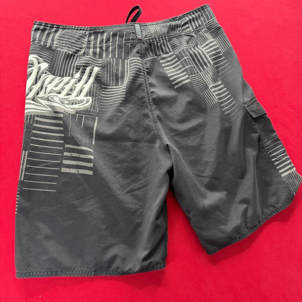 ONeill Vintage Y2K Mens Board Shorts Grey Geometric Surfer Swim Trunks Size 36